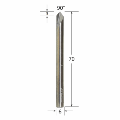 6mm 90º Aluminium/Plastic V Grooving Router Bit S6 - Scanda