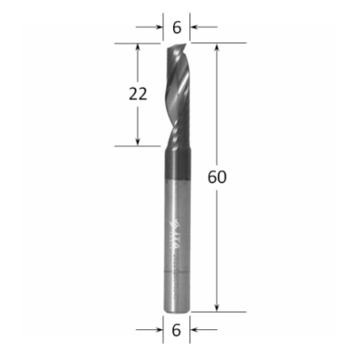 Scanda 6mm Single Flute Aluminium Up Spiral Router Bit with HR Coating ...
