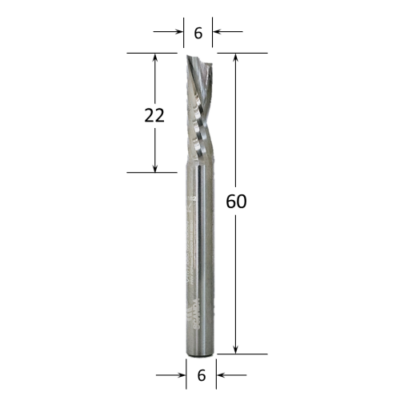 Scanda 6mm Single Flute Down Spiral Router Bit B22 - Scanda
